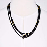 FBT - Black Three Strands With Gold Ascent Elegant Necklace - FashionByTeresa